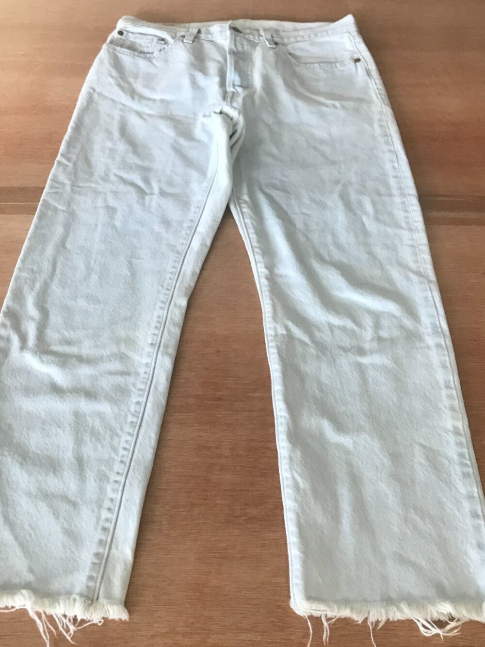Levi's 501 Original Fit Cropped Jeans Women 28 Blue Raw Hem Button Fly Sculpting